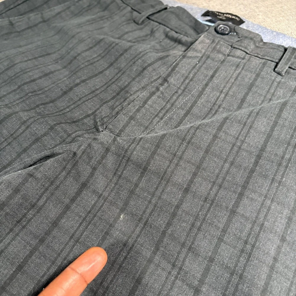 Banana Republic Aiden Fit Pants Mens 35x32 Gray Striped Slim Chino Trousers